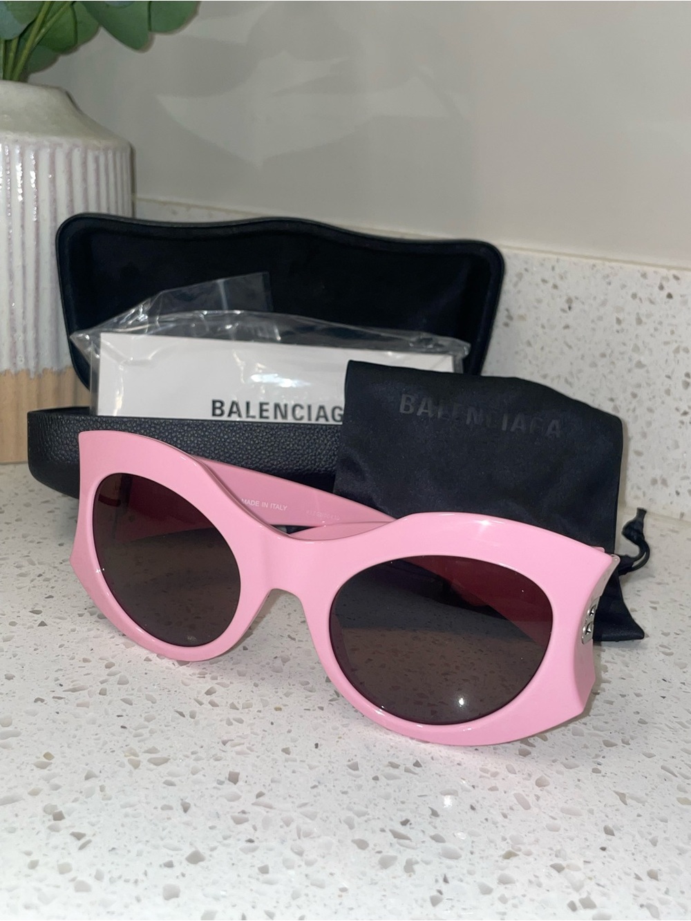 Balenciaga Bubblegum Pink Oversized Cat-Eye Sunglasses